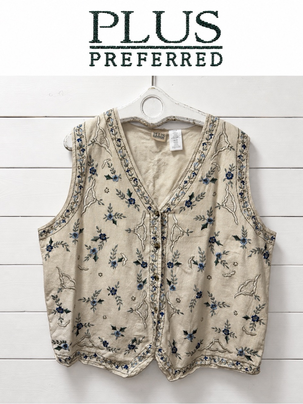 Plus Preferred Vintage Embroidered Vest – Size 42 / Fits 1X/2X